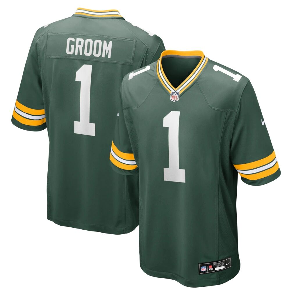 Number 1 Groom Green Bay Packers Nike Game Jersey