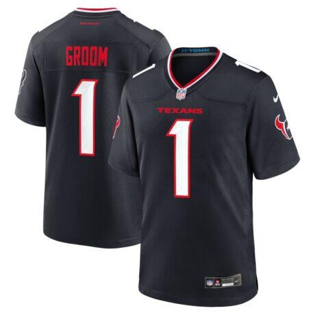 Number 1 Groom Houston Texans Nike Game Jersey - Navy - Front View