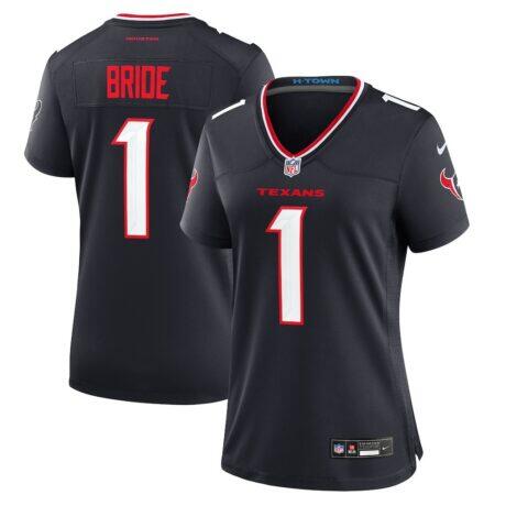 Number 1 Bride Houston Texans Nike Women's Game Jersey - Navy - Front View
