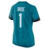 Number 1 Bride Jacksonville Jaguars Nike Women's Game Jersey - Teal - Detail View