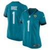 Number 1 Bride Jacksonville Jaguars Nike Women's Game Jersey - Teal - Front View