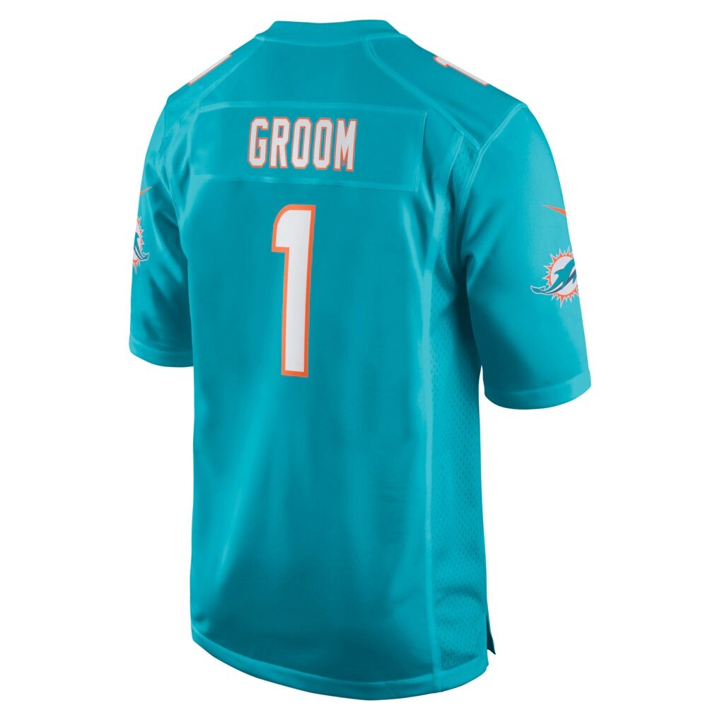 Number 1 Groom Miami Dolphins Nike Game Jersey - Aqua