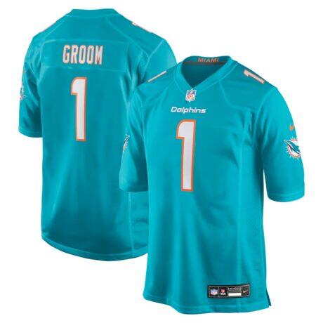 Number 1 Groom Miami Dolphins Nike Game Jersey - - Front View
