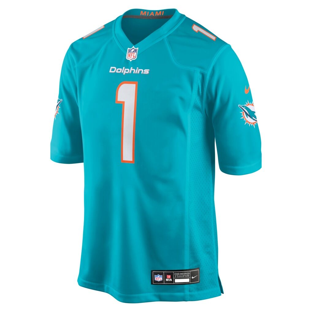 Number 1 Groom Miami Dolphins Nike Game Jersey - Aqua