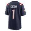 Number 1 Groom New England Patriots Nike Game Jersey - Navy - Detail View
