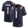 Number 1 Groom New England Patriots Nike Game Jersey - Navy - Front View