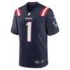 Number 1 Groom New England Patriots Nike Game Jersey - Navy - Side View