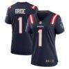 Number 1 Bride New England Patriots Nike Women's Game Jersey - Navy - Front View