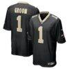 Number 1 Groom New Orleans Saints Nike Game Jersey - Black - Front View