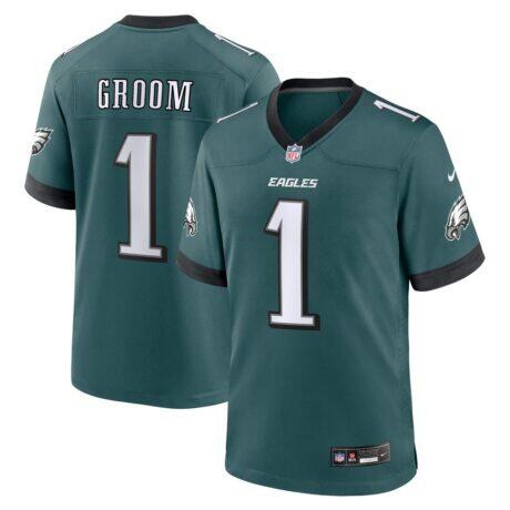 Number 1 Groom Philadelphia Eagles Nike Game Jersey - - Front View