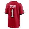 Number 1 Groom Tampa Bay Buccaneers Nike Game Jersey - Red - Detail View