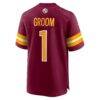 Number 1 Groom Washington Commanders Nike Game Jersey - - Detail View