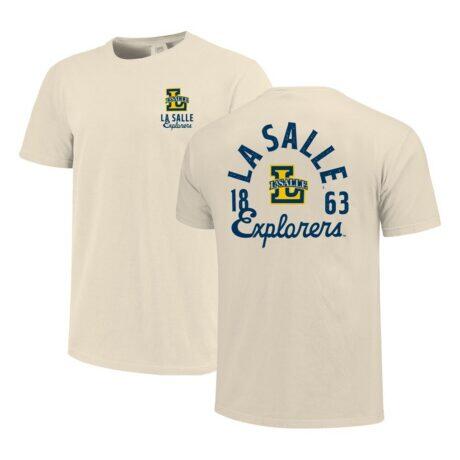 La Salle Explorers Comfort Colors Mascot Overlay T-Shirt - Cream - Front View