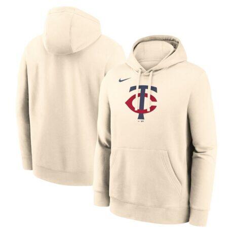 Minnesota Twins Nike Logo Club Fleece Hoodie - Cream - Front View