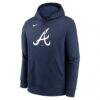 Atlanta Braves Nike Logo Club Fleece Hoodie - Navy - Back View