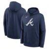 Atlanta Braves Nike Logo Club Fleece Hoodie - Navy - Front View