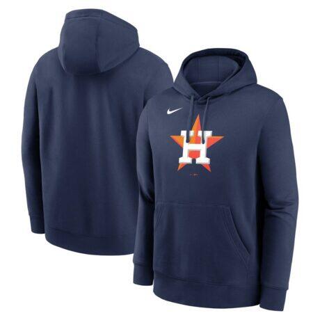 Houston Astros Nike Logo Club Fleece Hoodie - Navy - Front View