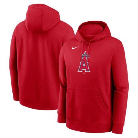 Los Angeles Angels Nike Logo Club Fleece Hoodie - Red - Front View