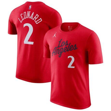 Kawhi Leonard LA Clippers Jordan Brand Statement Edition Name & Number T-Shirt - Red - Front View
