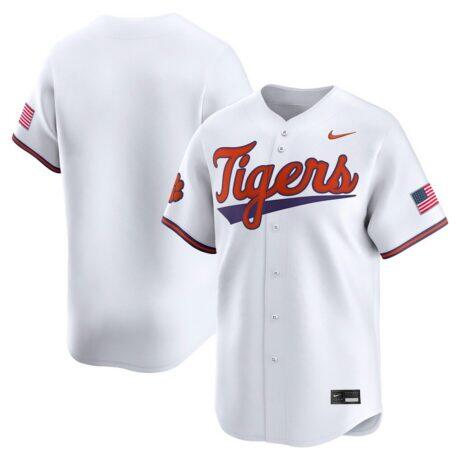 Clemson Tigers Nike Baseball Limited Jersey - White - Front View