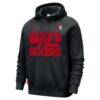 Philadelphia 76ers Nike Courtside Club Pullover Hoodie - Black - Back View