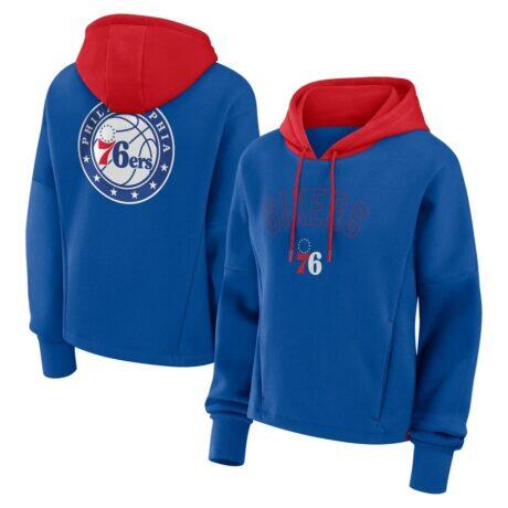 Philadelphia 76ers Fashion7 Women's Post Up Boxy Pullover Hoodie - - Front View