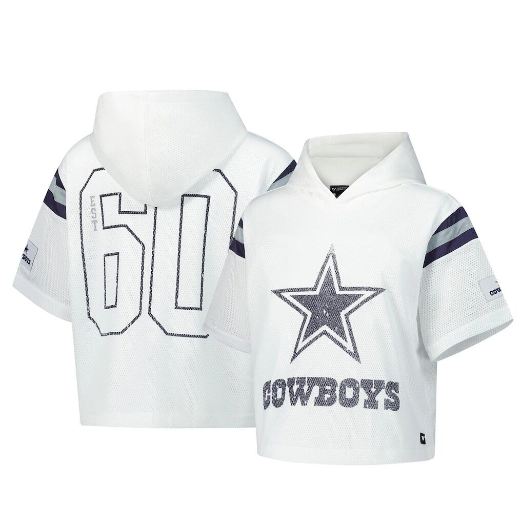 Dallas Cowboys The Wild Collective Women's Mesh Short Sleeve Hoodie T-Shirt