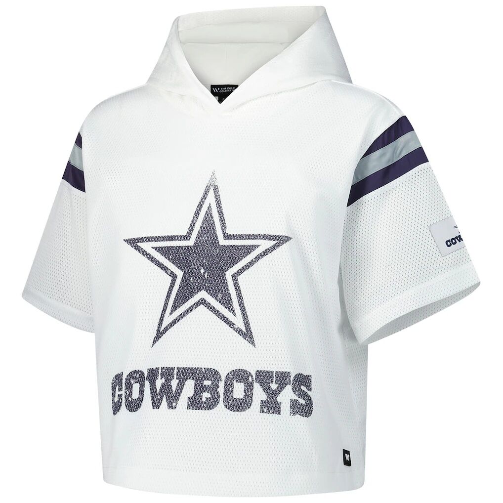 Dallas Cowboys The Wild Collective Women's Mesh Short Sleeve Hoodie T-Shirt