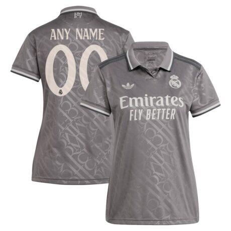 Real Madrid adidas Originals Women's 2024/25 Third Replica Custom Jersey - Charcoal - Front View