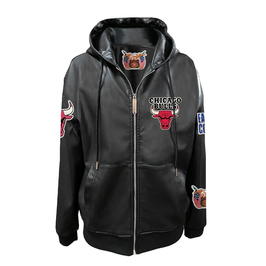 Chicago Bulls Jeff Hamilton Vegan Leather Full-Zip Hoodie