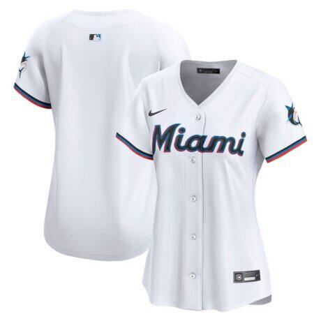 Miami Marlins Nike Women's Home Limited Jersey - White - Front View