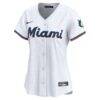 Miami Marlins Nike Women's Home Limited Jersey - White - Side View