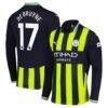 Kevin De Bruyne Manchester City Puma 2024/25 Away Replica Long Sleeve Player Jersey - Navy - Front View