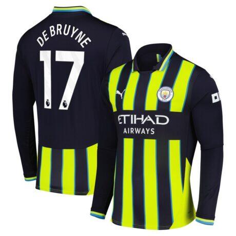 Kevin De Bruyne Manchester City Puma 2024/25 Away Replica Long Sleeve Player Jersey - Navy - Front View