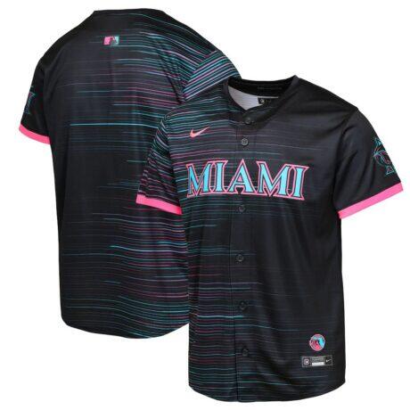 Miami Marlins Youth 2025 City Connect Limited Jersey - Black - Front View