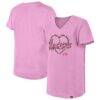 Carolina Hurricanes New Era Girl's Youth Flip Sequin V-Neck T-Shirt - Pink - Front View