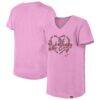 Detroit Red Wings New Era Girl's Youth Flip Sequin V-Neck T-Shirt - Pink - Front View
