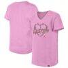 Colorado Avalanche New Era Girl's Youth Flip Sequin V-Neck T-Shirt - Pink - Front View