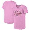 Pittsburgh Penguins New Era Girl's Youth Flip Sequin V-Neck T-Shirt - Pink - Front View