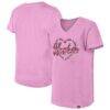 Seattle Kraken New Era Girl's Youth Flip Sequin V-Neck T-Shirt - Pink - Front View