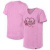 Minnesota Wild New Era Girl's Youth Flip Sequin V-Neck T-Shirt - Pink - Front View