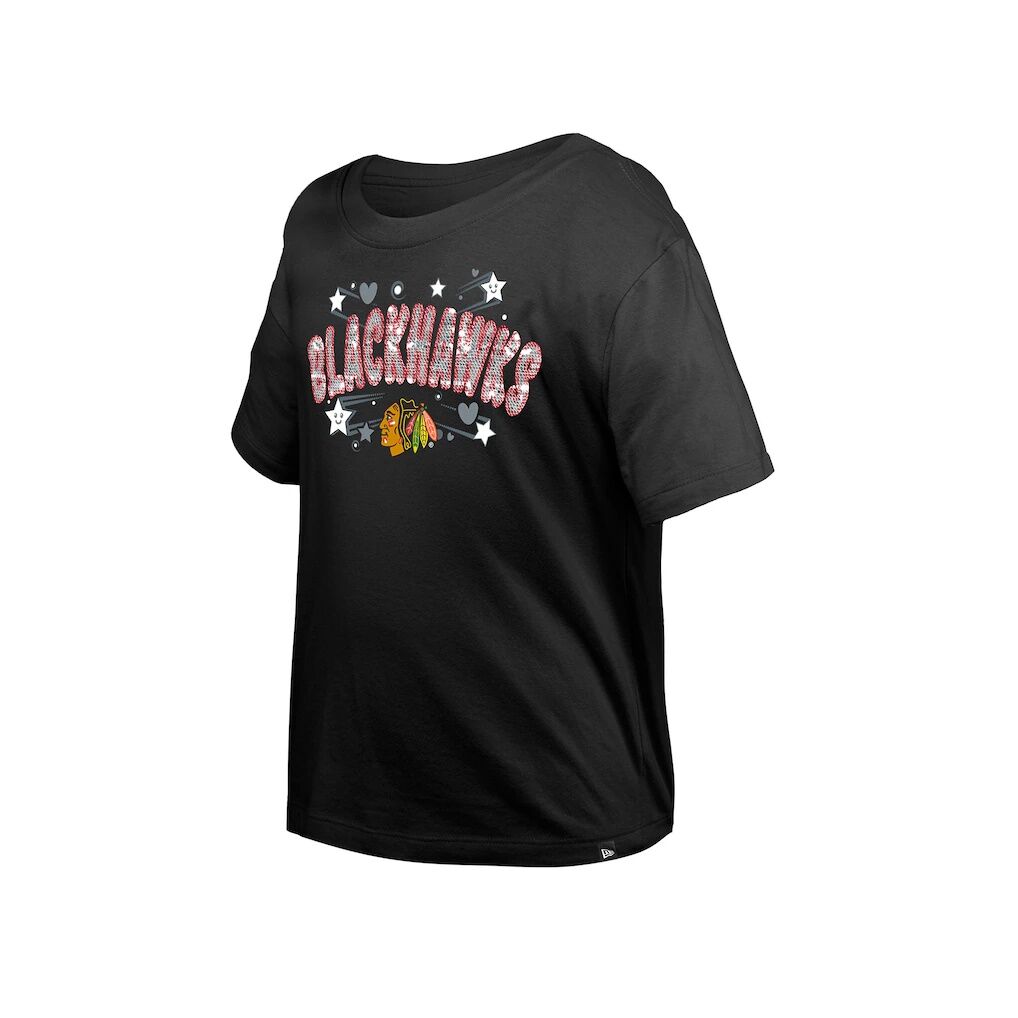 Chicago Blackhawks New Era Girl's Youth Flip Sequin T-Shirt