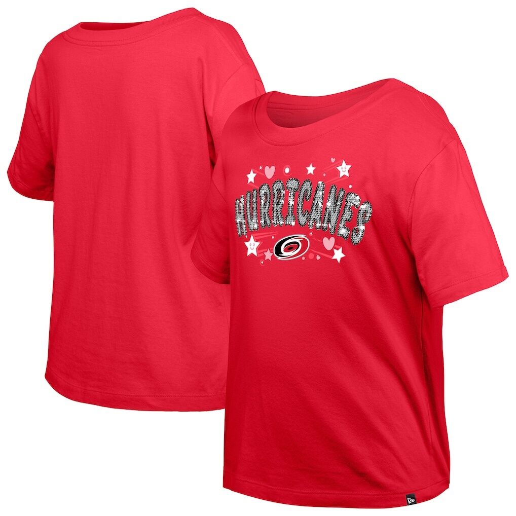 Carolina Hurricanes New Era Girl's Youth Flip Sequin T-Shirt