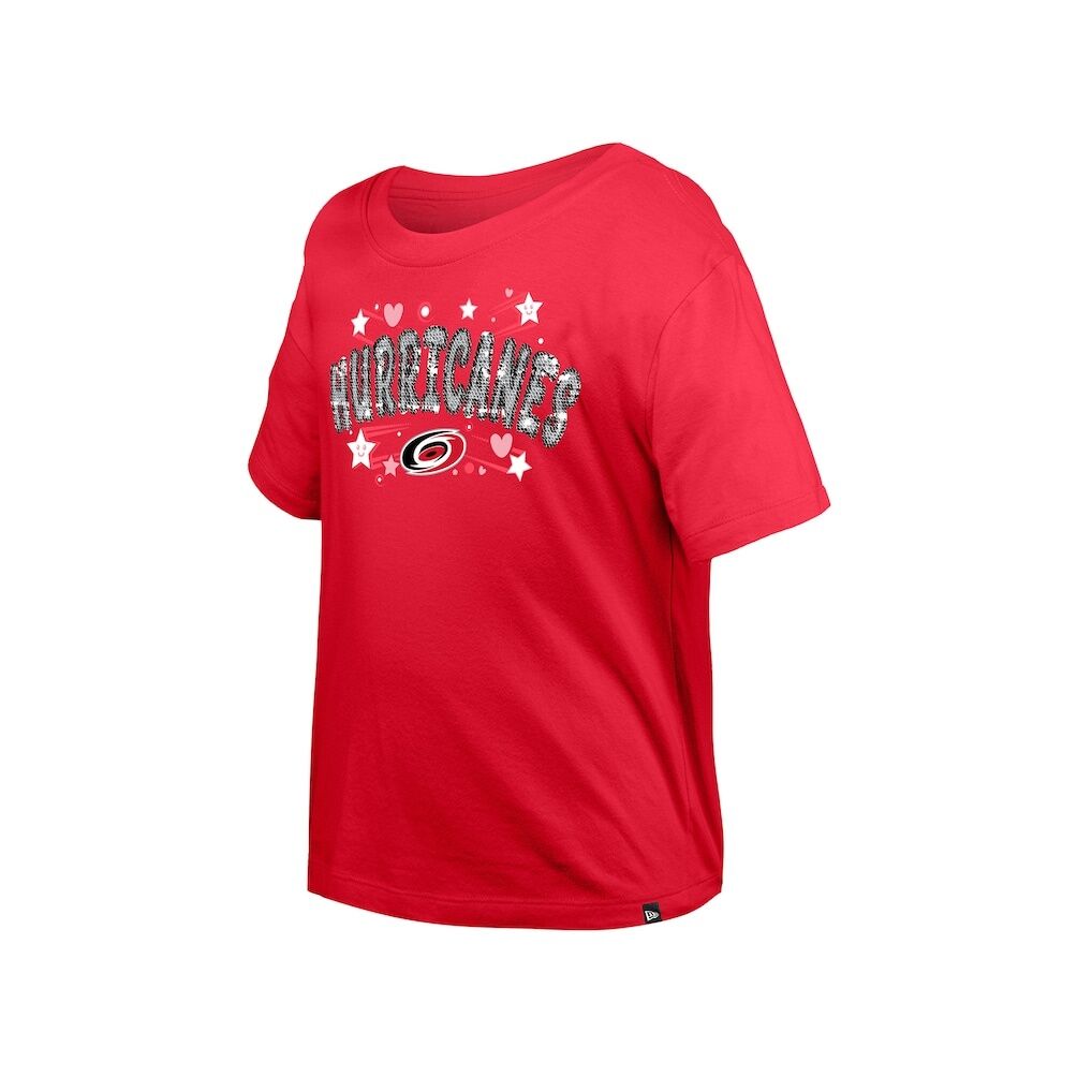 Carolina Hurricanes New Era Girl's Youth Flip Sequin T-Shirt