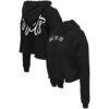 Brooklyn Nets Stadium Essentials Women's Origins Script Cropped Pullover Hoodie - Black - Front View