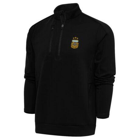 Argentina National Team Antigua Generation Quarter-Zip Pullover Top - Black - Front View