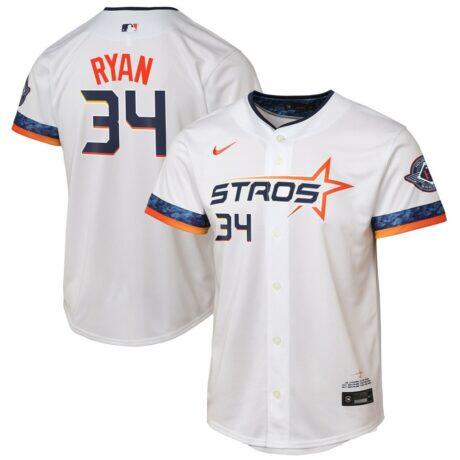 Nolan Ryan Houston Astros Nike Youth 2025 City Connect Limited Player Jersey - White - Front View