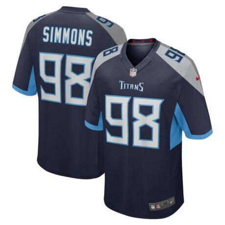 Jeffery Simmons Tennessee Titans Nike Youth Game Jersey - Navy - Front View