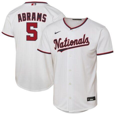 CJ Abrams Washington Nationals Nike Youth Home Replica Player Jersey - White - Front View