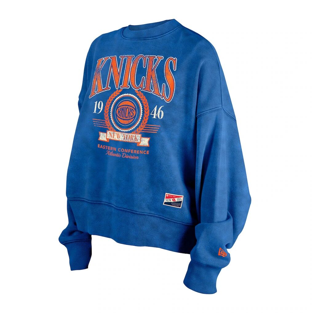 New York Knicks New Era Women’s Throwback Vintage Enzyme Wash Oversized Boxy Pullover Sweatshirt